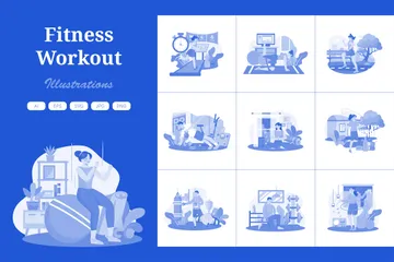 Fitnesstraining Illustrationspack