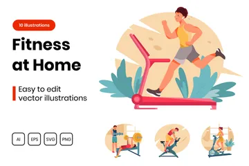 Fitness zu Hause Illustrationspack