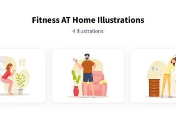 Fitness zu Hause Illustrationspack