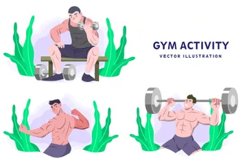 Fitnessstudio-Aktivität Illustrationspack