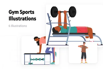 Fitnessstudio Sport Illustrationspack