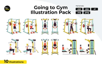 Sporttraining im Fitnessstudio Illustrationspack