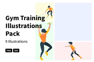Training im Fitnessstudio Illustrationspack