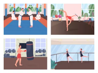 Training im Fitnessstudio Illustrationspack