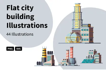 Flat City Building Illustration Pack