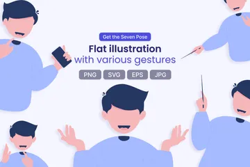 Flat Illustration With Various Gestures Illustration Pack