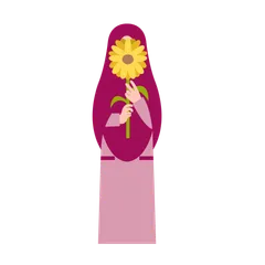 Muslimah segurando flores Pacote de Ilustrações