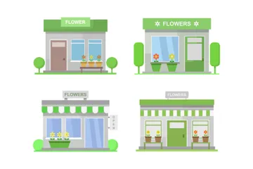 Flower Shop Buildings Illustration Pack