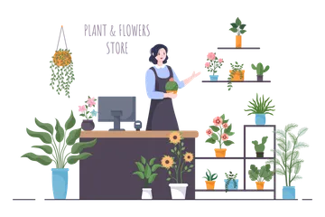 Flowers Store And Plants Shop Illustration Pack