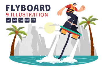 Flyboard Sport Illustration Pack