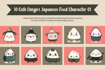 Onigiri fofo Pacote de Ilustrações