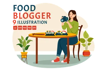Food Blogger Illustrationspack