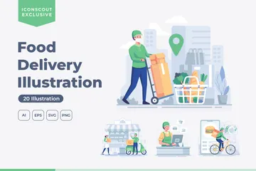 Food Delivery Illustration Pack