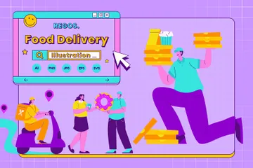 Food Delivery Illustration Pack