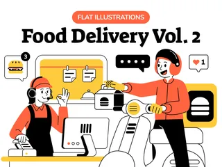 Food Delivery Illustration Pack