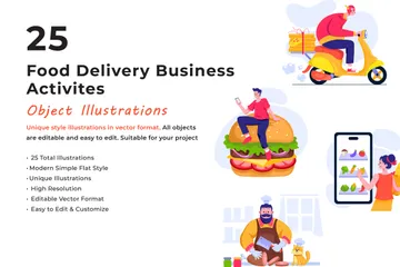 Food Delivery Business Activities Illustration Pack