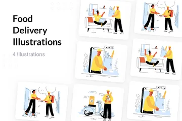 Food Delivery Illustration Pack