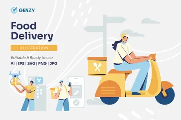 Food Delivery Illustration Pack