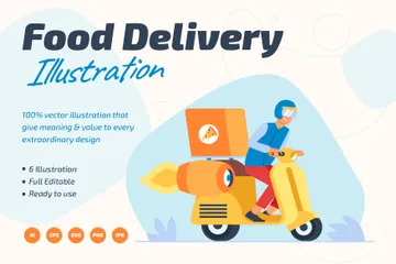 Food Delivery Illustration Pack