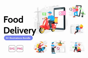 Food Delivery Illustration Pack