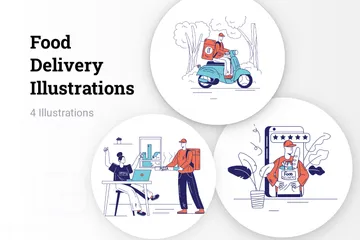 Food Delivery Illustration Pack