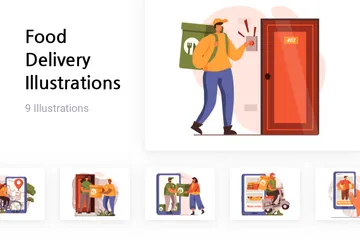 Food Delivery Illustration Pack