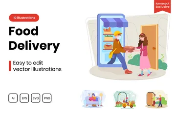 Food Delivery Illustration Pack