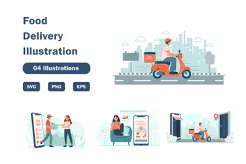 Food Delivery Illustration Pack