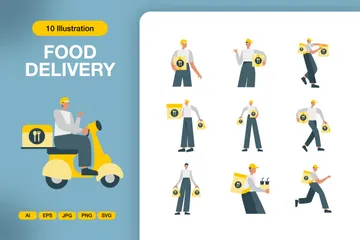 Food Delivery Illustration Pack