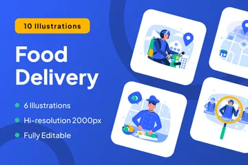 Food Delivery Illustration Pack