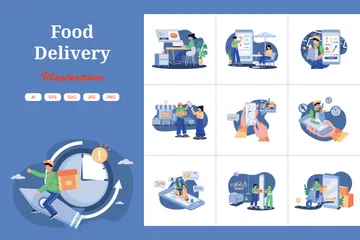 Food Delivery Illustration Pack