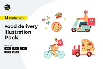Food Delivery Service Illustration Pack