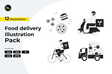 Food Delivery Service Illustration Pack