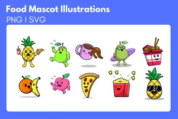 Food Mascot Character Cartoon Illustration Pack