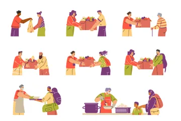 Food Sharing Illustration Pack