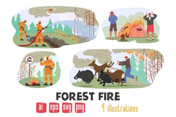 Forest Fire Illustration Pack