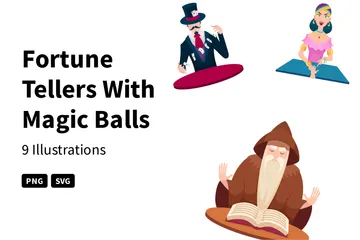 Fortune Tellers With Magic Balls Illustration Pack