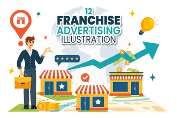 Franchise Advertising Business Illustration Pack