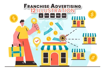 Franchise Advertising Business Illustration Pack