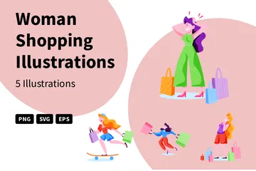 Frau beim Einkaufen Illustrationspack