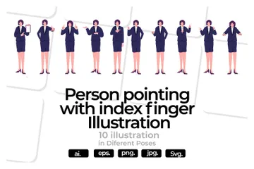 Frau zeigt mit Zeigefinger Illustrationspack