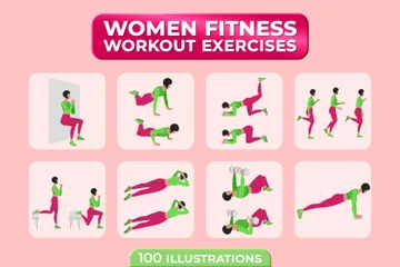 Fitnesstraining für Frauen Illustrationspack