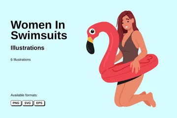 Frauen in Badeanzügen Illustrationspack