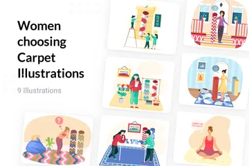 Frauen wählen Teppich Illustrationspack