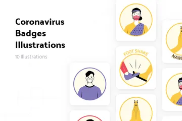 Free Coronavirus Badges Illustration Pack