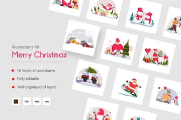 Free Joyeux noël Pack d'Illustrations