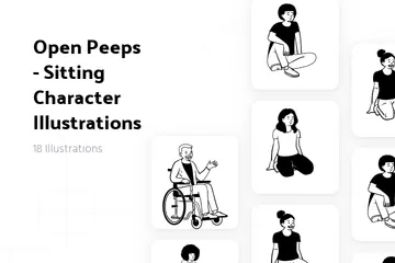 Free Open Peeps - Personnage assis Pack d'Illustrations