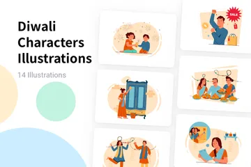 Free Personnages de Diwali Pack d'Illustrations