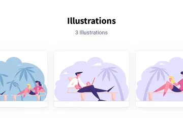 Freelance de la playa Illustration Pack