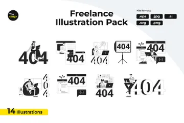 Erreur 404 pour les indépendants Illustration Pack